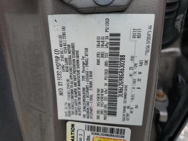 3LN6L2G98GR630288 - 2016 LINCOLN MKZ GRAY photo 12