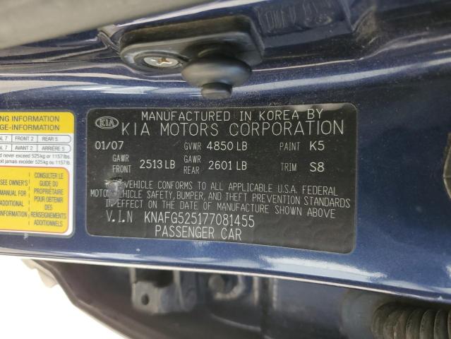 KNAFG525177081455 - 2007 KIA RONDO BASE BLUE photo 12