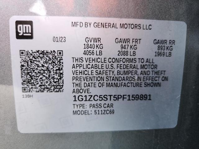 1G1ZC5ST5PF159891 - 2023 CHEVROLET MALIBU LS GRAY photo 12