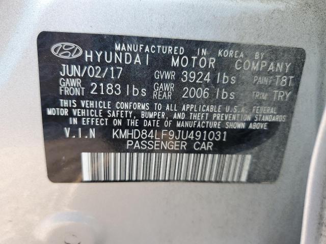 KMHD84LF9JU491031 - 2018 HYUNDAI ELANTRA SEL SILVER photo 12