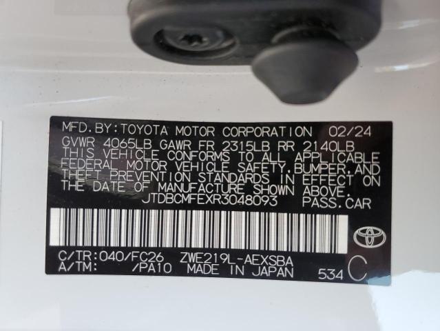 JTDBCMFEXR3048093 - 2024 TOYOTA COROLLA LE Ақ фото 12