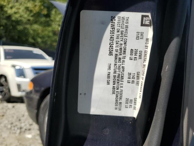 2G4WF551431245346 - 2003 BUICK REGAL GS BLUE photo 12