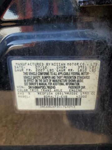 3N1AB6AP3CL765243 - 2012 NISSAN SENTRA 2.0 BLACK photo 13