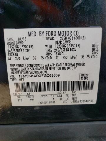 1FM5K8ARXFGC68609 - 2015 FORD EXPLORER POLICE INTERCEPTOR Qara foto 13