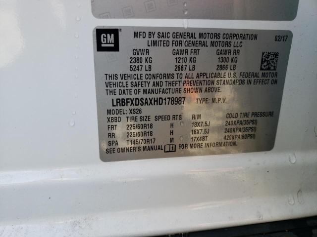 LRBFXDSAXHD178987 - 2017 BUICK ENVISION ESSENCE WHITE photo 14