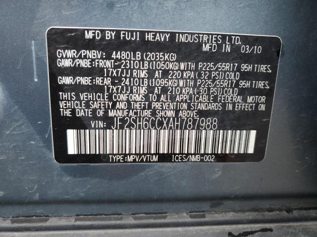 JF2SH6CCXAH787988 - 2010 SUBARU FORESTER 2.5X PREMIUM TEAL photo 13