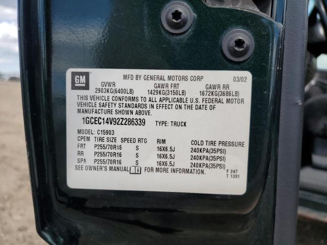 1GCEC14V92Z286339 - 2002 CHEVROLET SILVERADO C1500 GREEN photo 14
