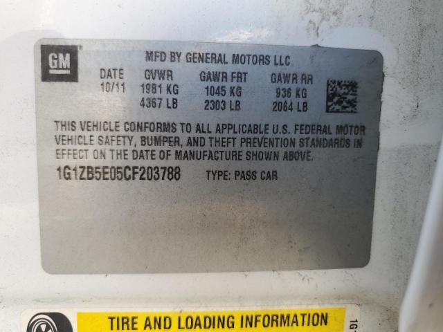 1G1ZB5E05CF203788 - 2012 CHEVROLET MALIBU LS თეთრი ფოტო 12