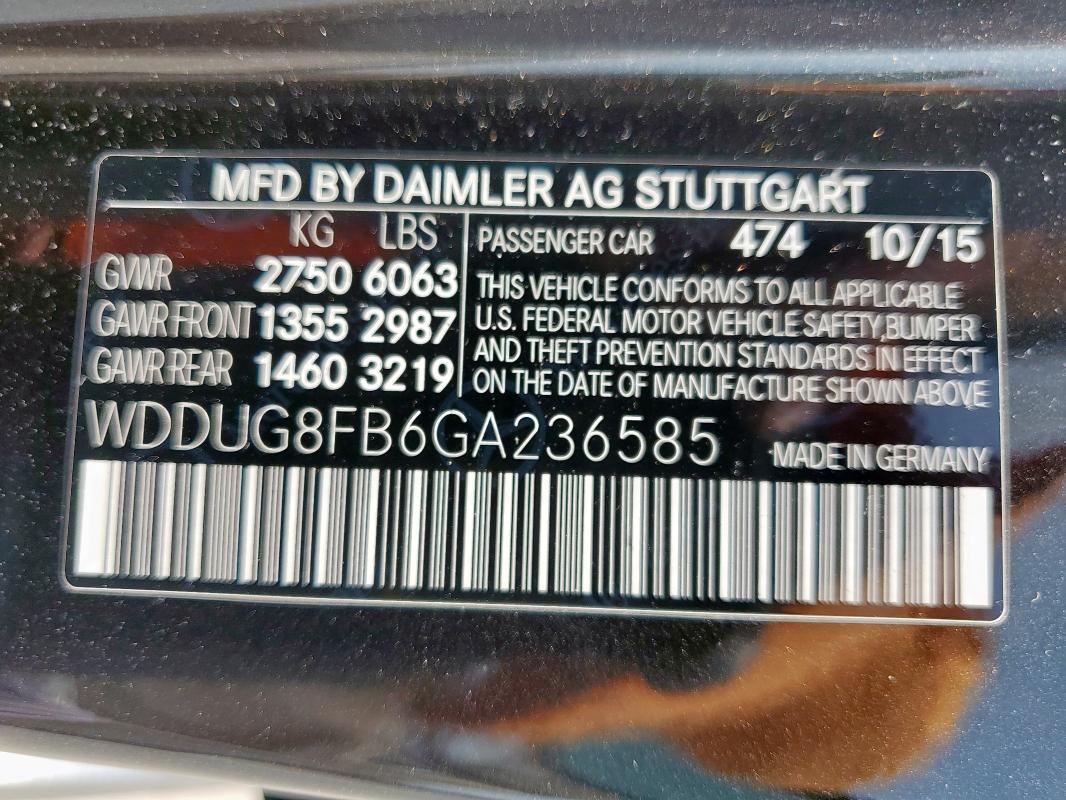 WDDUG8FB6GA236585 - 2016 MERCEDES-BENZ S 550 4MATIC BLACK photo 12