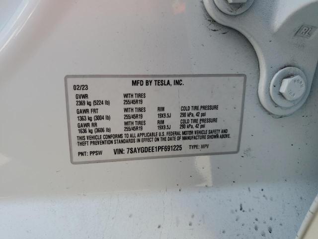 7SAYGDEE1PF691225 - 2023 TESLA MODEL Y თეთრი ფოტო 12