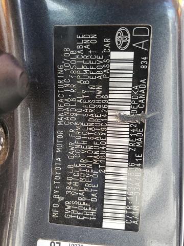 2T1BU40EX9C142696 - 2009 TOYOTA COROLLA BASE GRAY photo 13