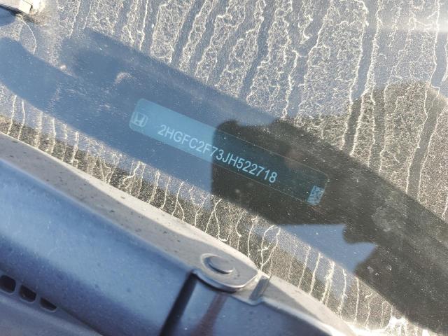 2HGFC2F73JH522718 - 2018 HONDA CIVIC EX RED photo 12