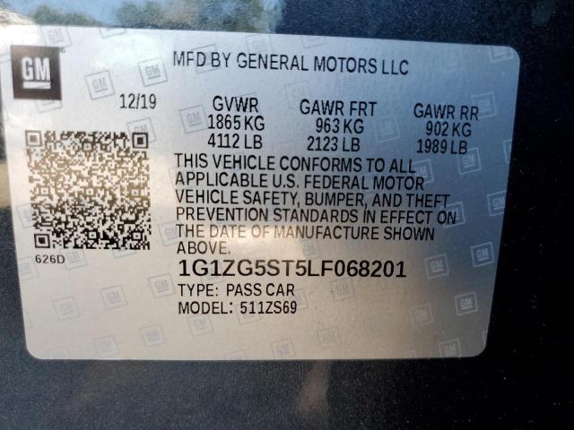 1G1ZG5ST5LF068201 - 2020 CHEVROLET MALIBU RS 灰色 照片 13