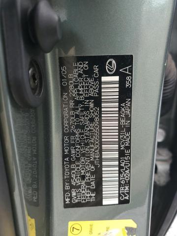 JTHBA30G555098052 - 2005 LEXUS ES 330 GREEN photo 12