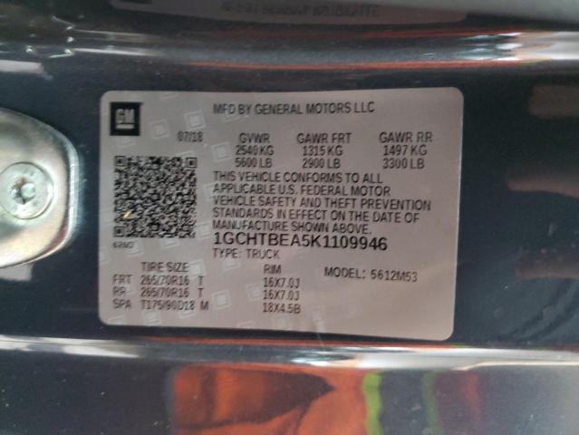 1GCHTBEA5K1109946 - 2019 CHEVROLET COLORADO 灰色 照片 12
