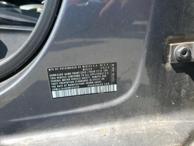 3VWLL7AJ9EM433225 - 2014 VOLKSWAGEN JETTA TDI ნაცრისფერი ფოტო 12