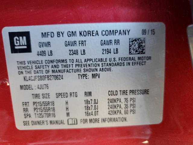 KL4CJFSB0FB270624 - 2015 BUICK ENCORE CONVENIENCE 红色 照片 13