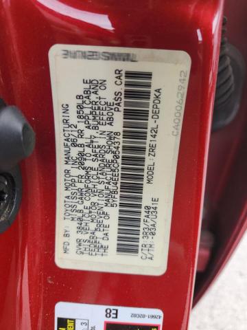5YFBU4EE5CP054378 - 2012 TOYOTA COROLLA BASE RED photo 13
