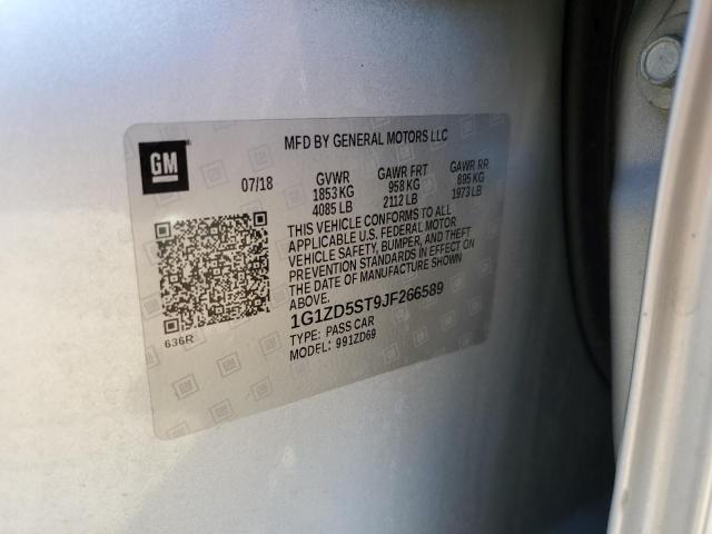 1G1ZD5ST9JF266589 - 2018 CHEVROLET MALIBU LT ვერცხლისფერი ფოტო 12