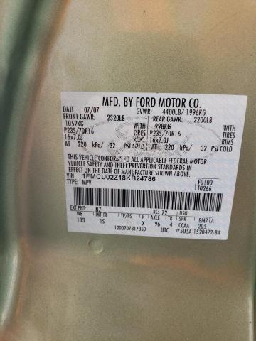 1FMCU02Z18KB24786 - 2008 FORD ESCAPE XLS GREEN photo 13