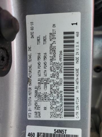 5TFAZ5CN6JX060470 - 2018 TOYOTA TACOMA DOUBLE CAB SILVER photo 12