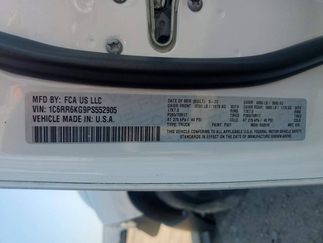 1C6RR6KG9PS552905 - 2023 RAM 1500 CLASSIC TRADESMAN Blanco foto 12