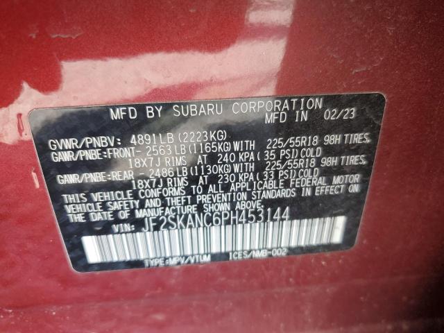 JF2SKANC6PH453144 - 2023 SUBARU FORESTER LIMITED RED photo 12