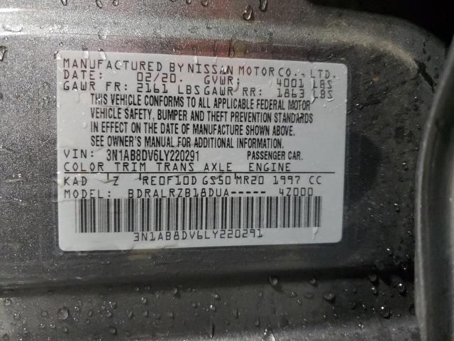 3N1AB8DV6LY220291 - 2020 NISSAN SENTRA SR GRAY photo 12