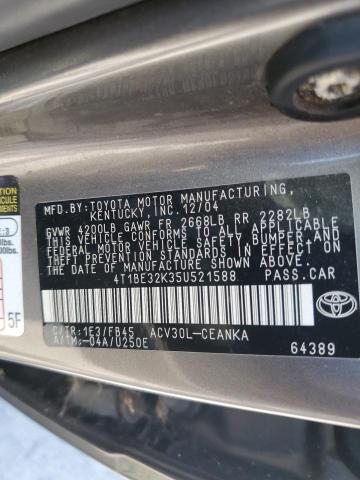 4T1BE32K35U521588 - 2005 TOYOTA CAMRY LE GRAY photo 12