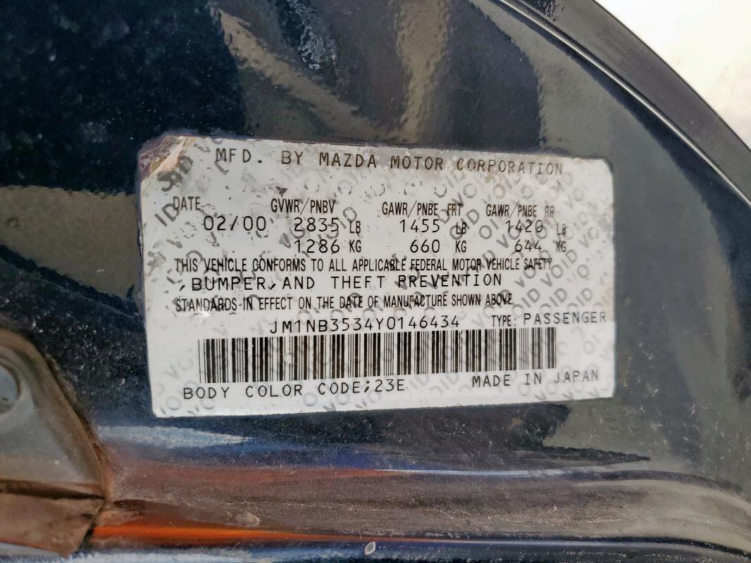 JM1NB3534Y0146434 - 2000 MAZDA MX-5 MIATA BASE BLUE photo 12