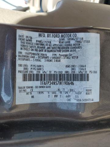 1FAFP34N57W190646 - 2007 FORD FOCUS ZX4 GRAY photo 12