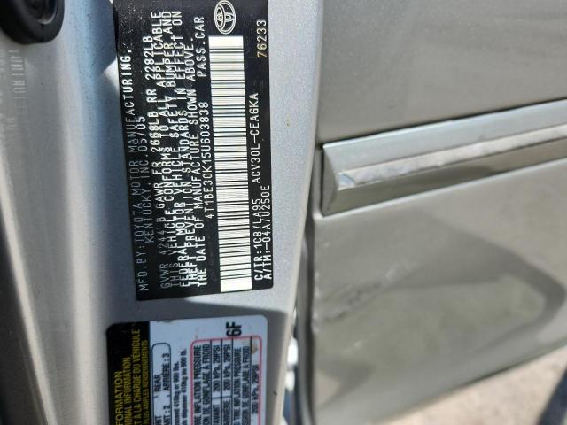 4T1BE30K15U603838 - 2005 TOYOTA CAMRY LE SILVER photo 12