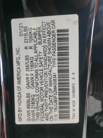 19UUB5F52MA008341 - 2021 ACURA TLX TECH A BLACK photo 13