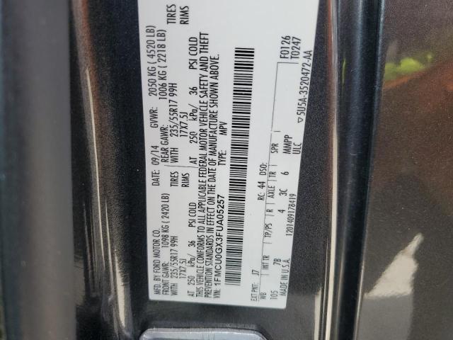 1FMCU0GX3FUA05257 - 2015 FORD ESCAPE SE 灰色 照片 14