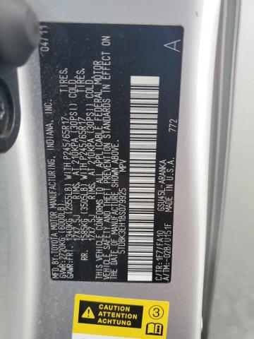 5TDBK3EH1BS079925 - 2011 TOYOTA HIGHLANDER BASE Серебристый фото 12