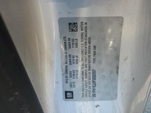 2G1FH1EJ2F9232357 - 2015 CHEVROLET CAMARO SS SILVER photo 12