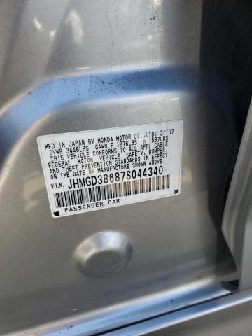 JHMGD38687S044340 - 2007 HONDA FIT S 银色 照片 12