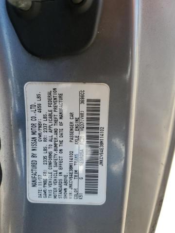 JNKCV64E38M114102 - 2008 INFINITI G37 BASE SILVER photo 12