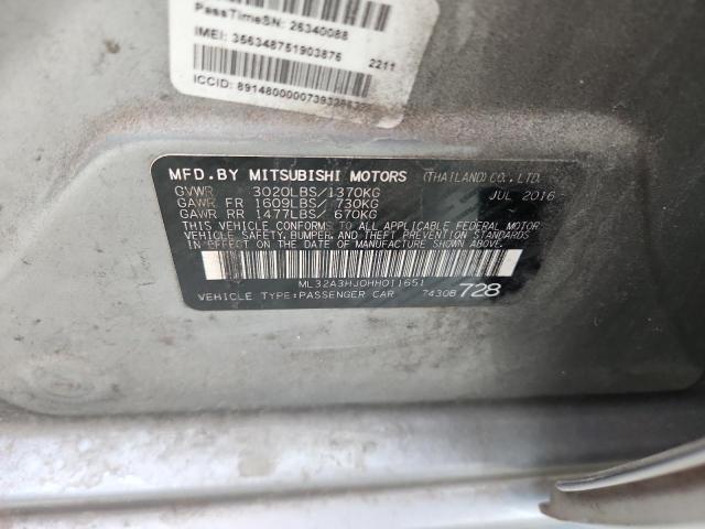 ML32A3HJ0HH011651 - 2017 MITSUBISHI MIRAGE ES GRAY photo 12