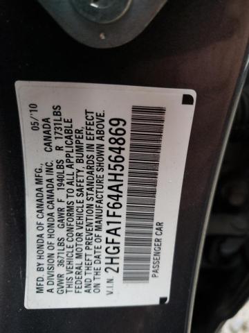 2HGFA1F64AH564869 - 2010 HONDA CIVIC LX-S ნაცრისფერი ფოტო 12