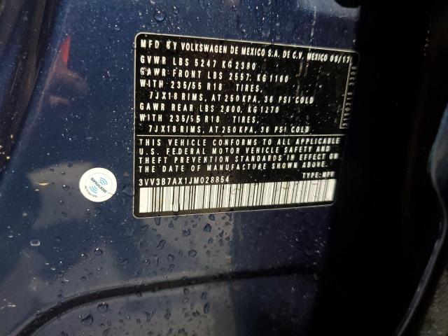 3VV3B7AX1JM028854 - 2018 VOLKSWAGEN TIGUAN SE BLUE photo 13