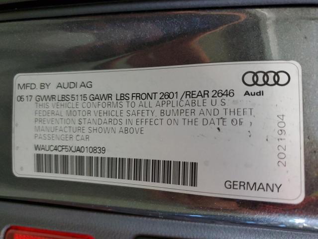 WAUC4CF5XJA010839 - 2018 AUDI S5 PRESTIGE Graphit Foto 12