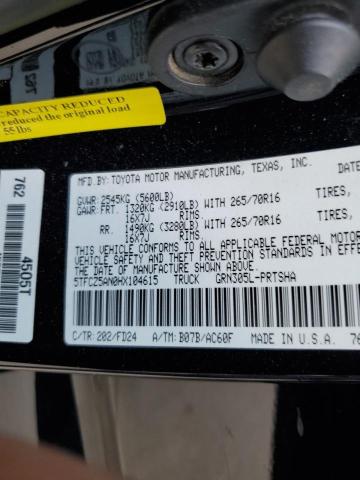 5TFCZ5AN0HX104615 - 2017 TOYOTA TACOMA DOUBLE CAB BLACK photo 12