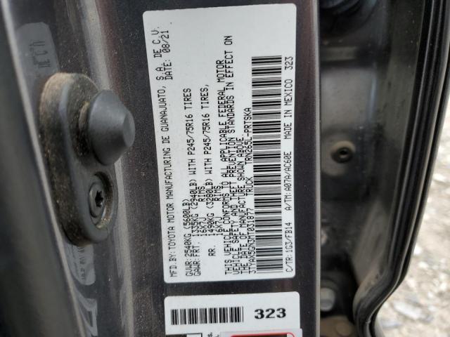 3TYAX5GN3MT031877 - 2021 TOYOTA TACOMA DOUBLE CAB 灰色 照片 12
