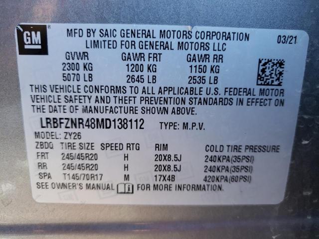 LRBFZNR48MD138112 - 2021 BUICK ENVISION ESSENCE GRAY photo 12