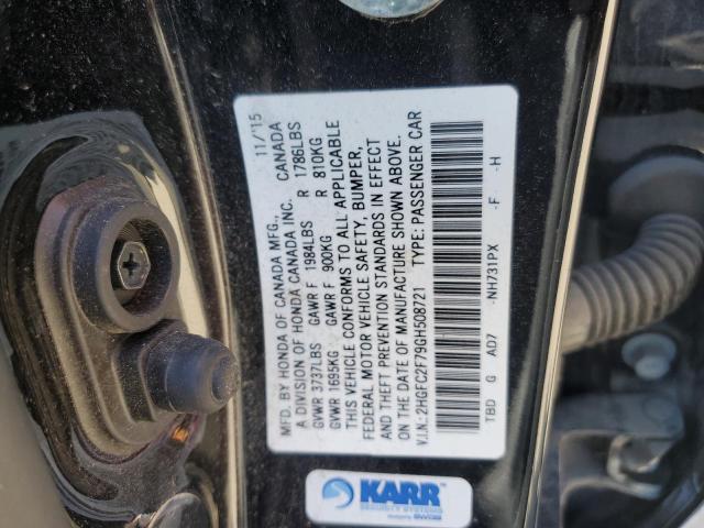 2HGFC2F79GH508721 - 2016 HONDA CIVIC EX Սև լուսանկար 12