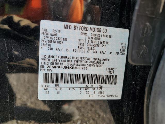 2FMPK4J94KBB68265 - 2019 FORD EDGE SEL Қара фото 14