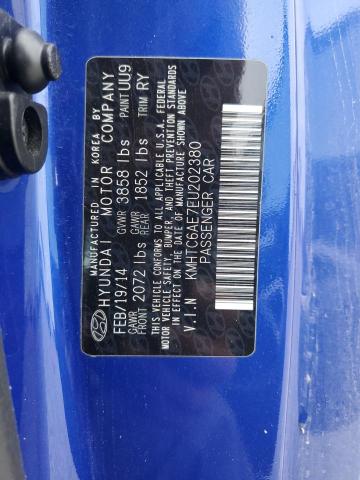 KMHTC6AE7EU202380 - 2014 HYUNDAI VELOSTER TURBO 蓝色 照片 12