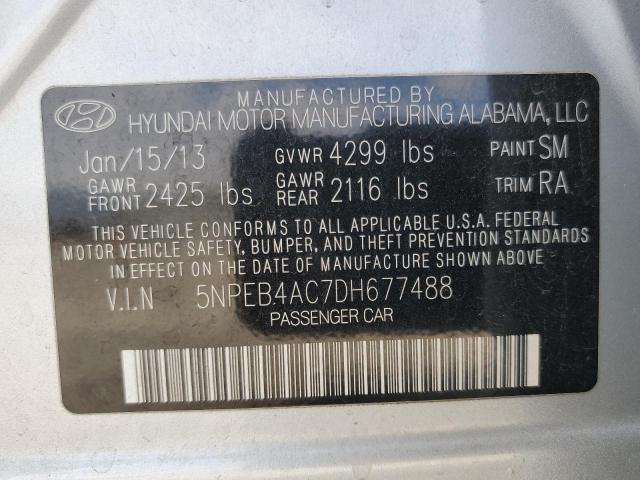 5NPEB4AC7DH677488 - 2013 HYUNDAI SONATA GLS SILVER photo 12