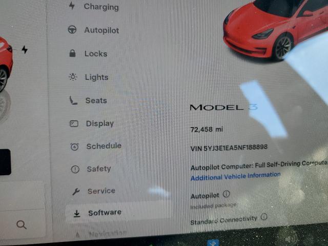 5YJ3E1EA5NF188898 - 2022 TESLA MODEL 3 RED photo 9